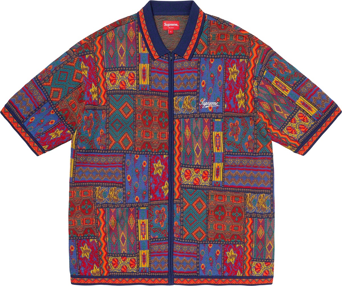 Patchwork Knit Zip Up Polo view 2